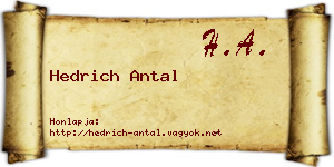 Hedrich Antal névjegykártya